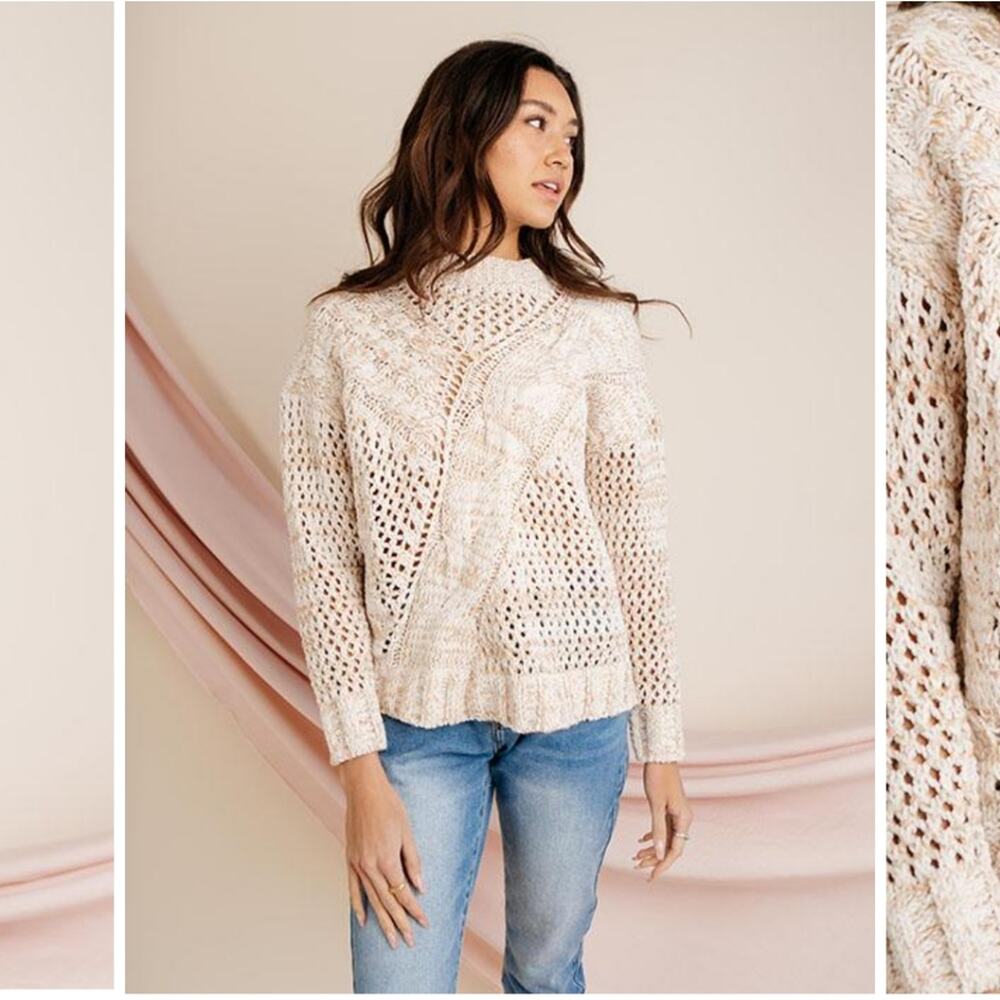 Hem and Thread cable open knit sweater